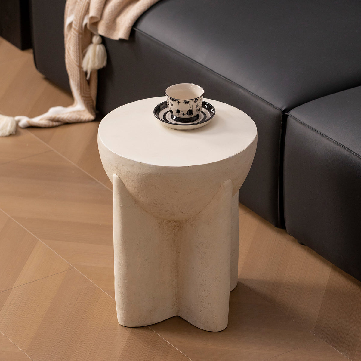 Naples Concrete Look Round Side Table - Indoor & Outdoor Table