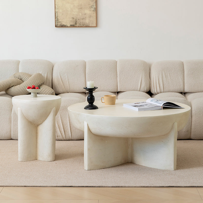 Naples Concrete Look Round Coffee Table - Indoor & Outdoor Table