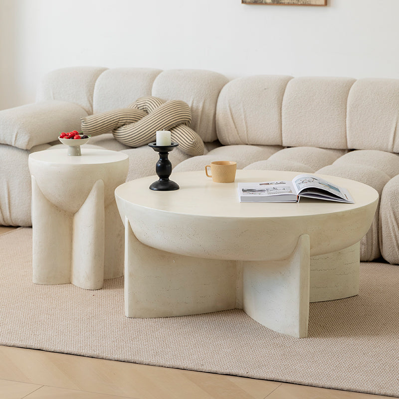Naples Concrete Look Round Coffee Table - Indoor & Outdoor Table