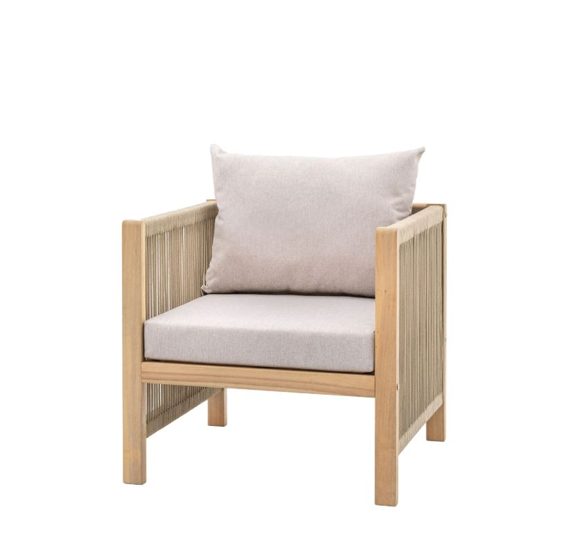 Amaya Acacia Wooden 2pc Armchair Set with Rope Weave