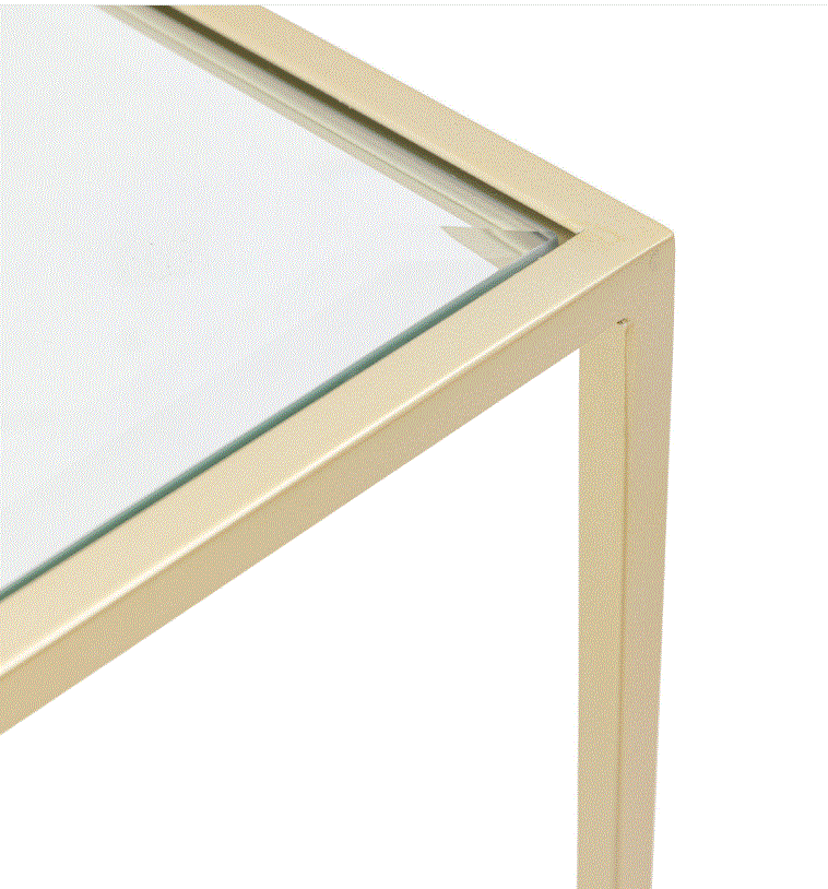 Rothwell Iron Gold Console Table with Glass Top