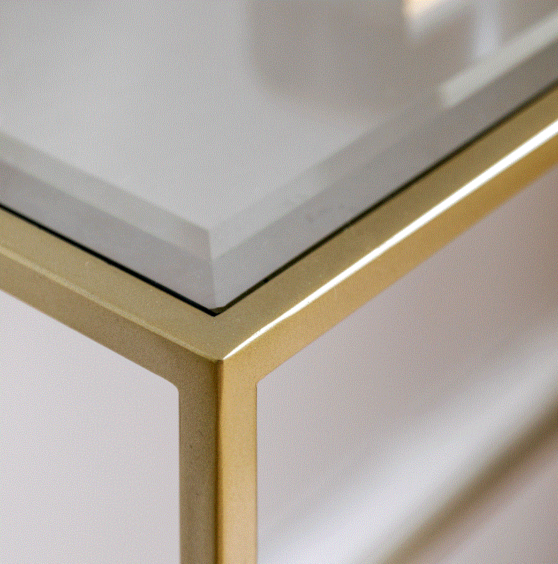 Rothwell Iron Gold Console Table with Glass Top