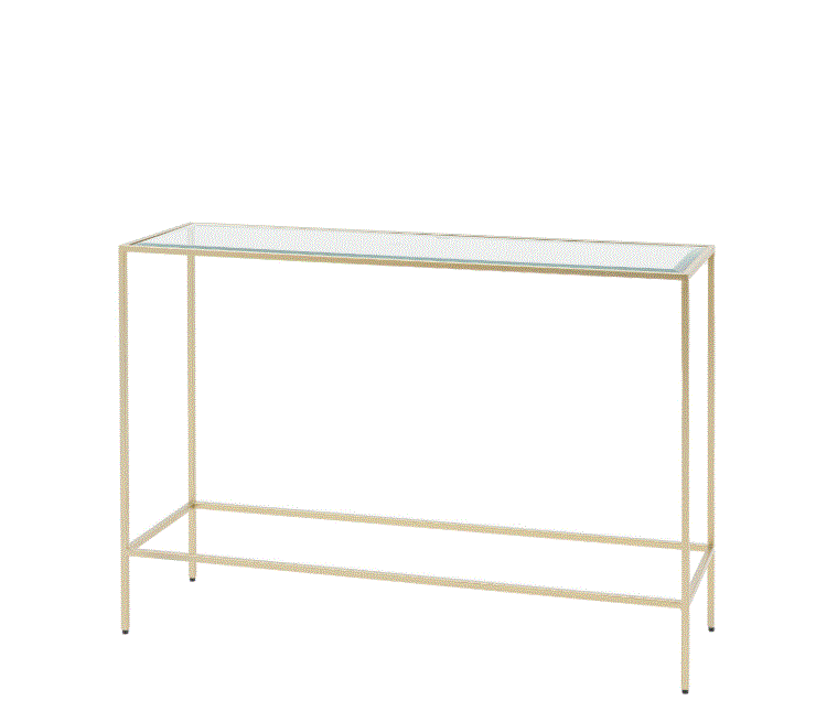 Rothwell Iron Gold Console Table with Glass Top