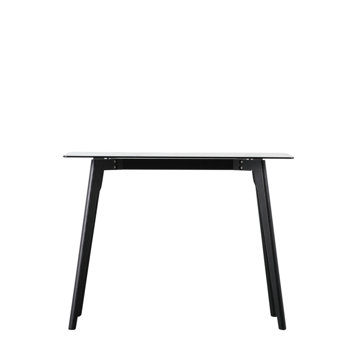 Blair Small Black Oak Desk with Glass Table Top