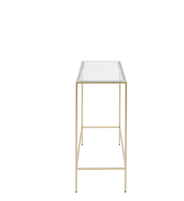 Rothwell Iron Gold Console Table with Glass Top