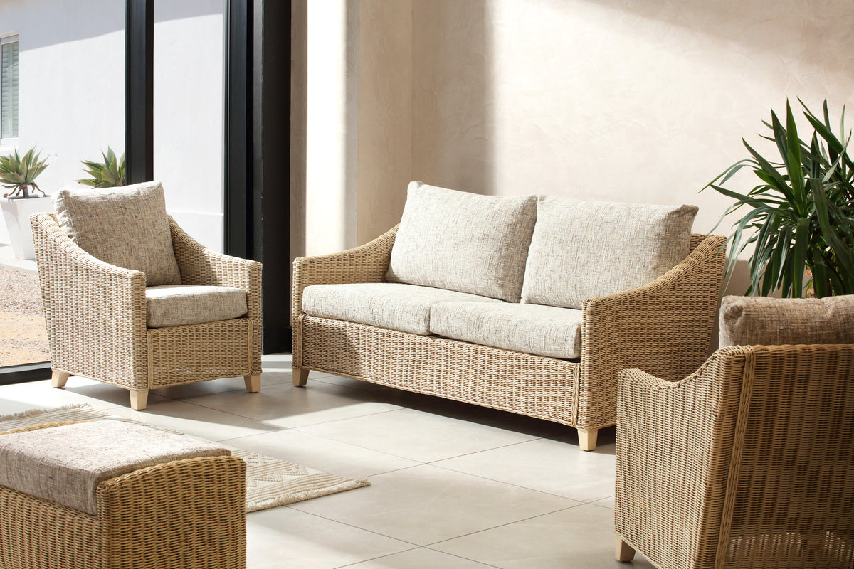 Dijon Natural Rattan 3 Seater Sofa 3pc Suite