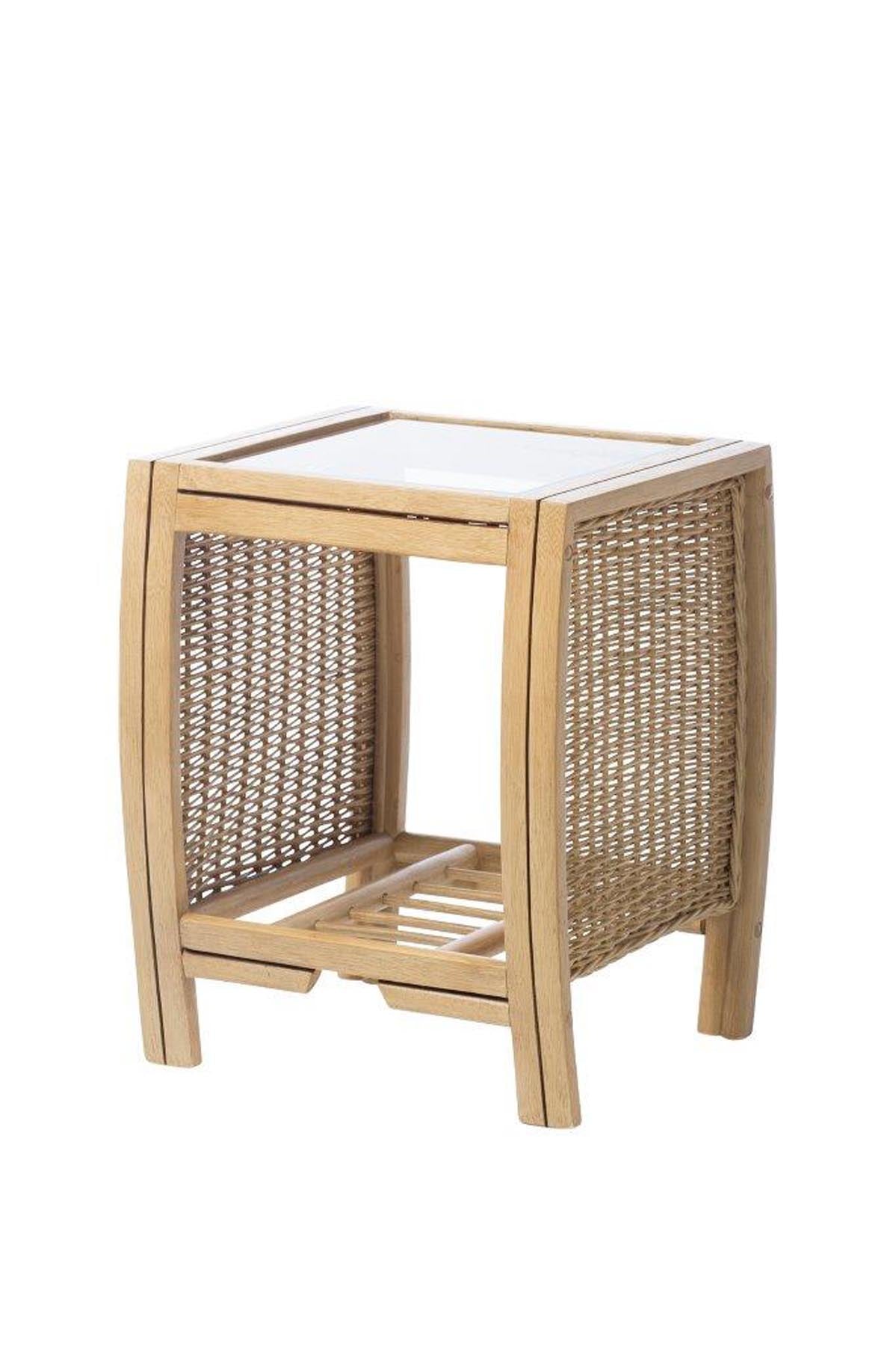 Centurion Lamp Table - Modern Wicker & Glass Design