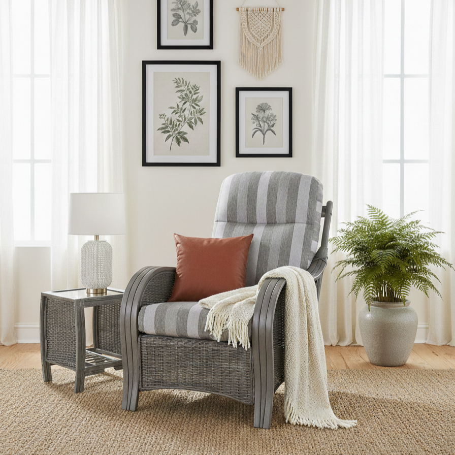Desser Turin Grey Wash Cane Armchair