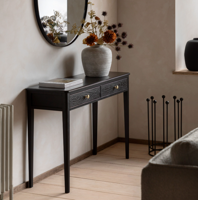 Accito Black 2 Drawer Console Table