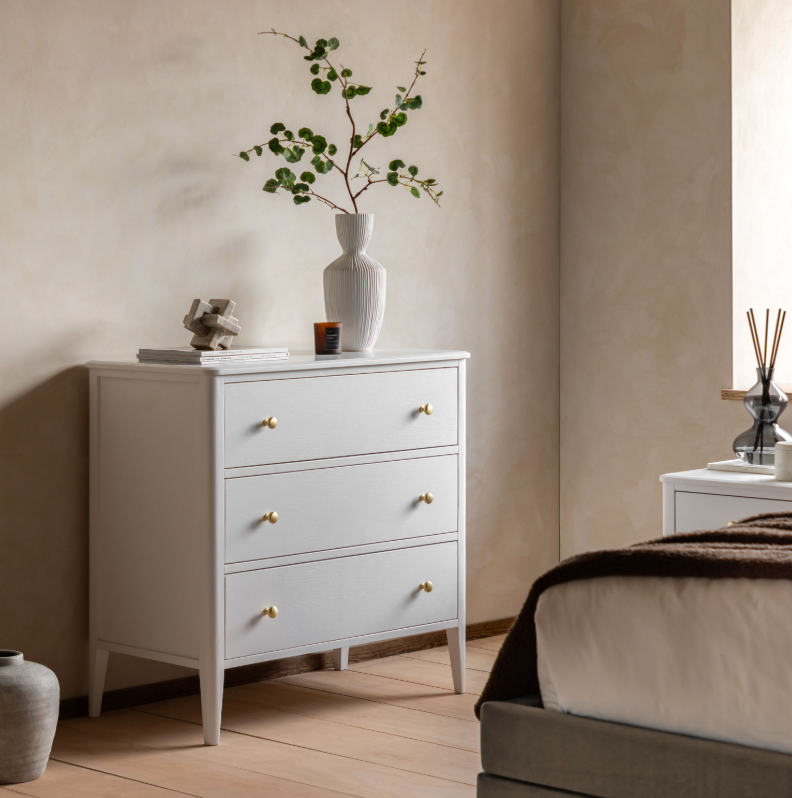 Accito White 3 Drawer Wooden Chest