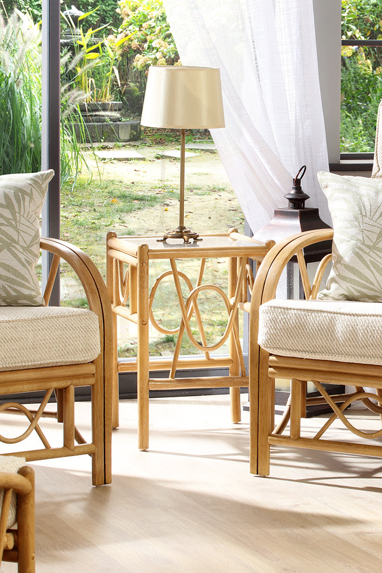 Bali Light Oak Cane Lamp Table