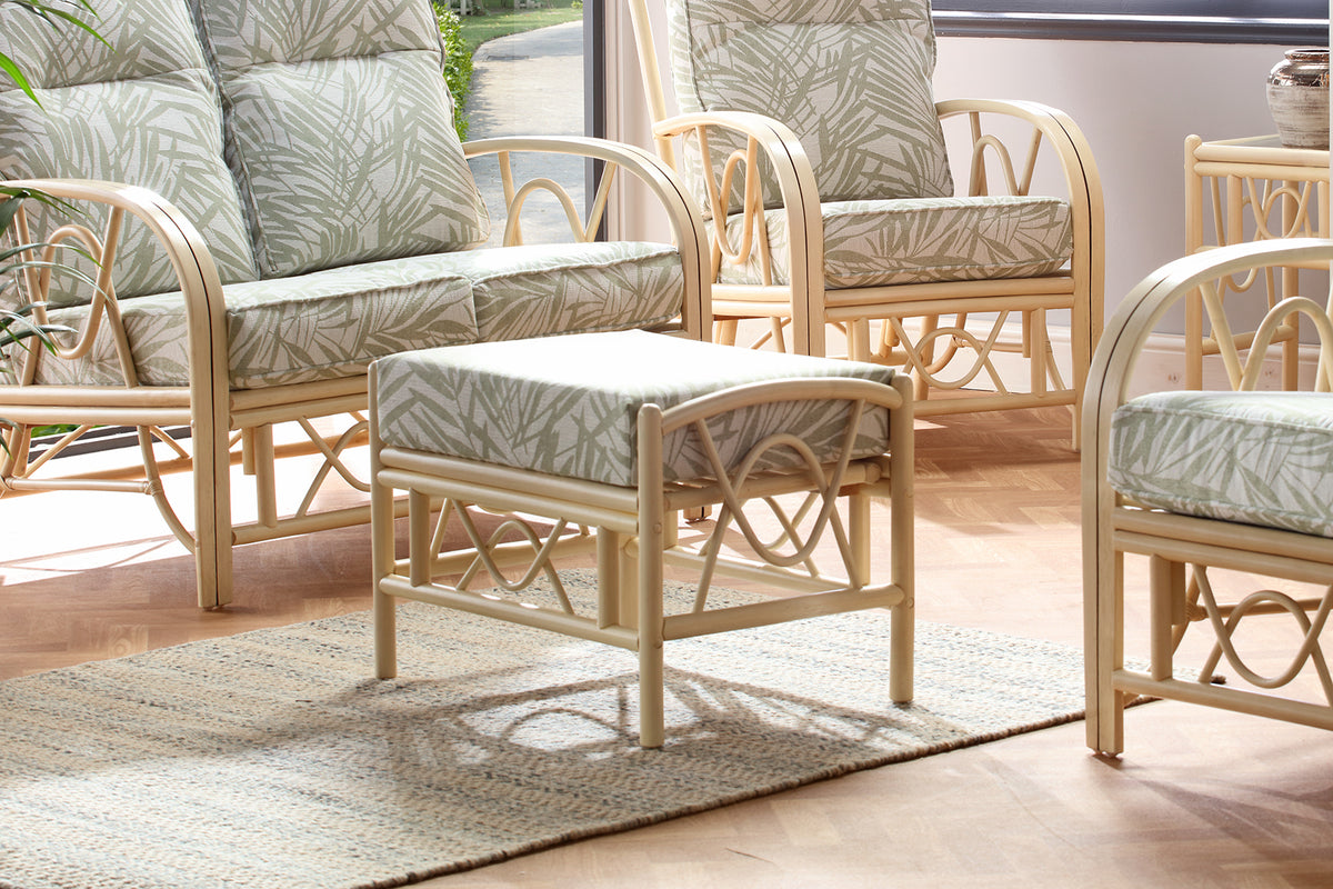 Bali Rattan Footstool - Natural, Cushioned & Lightweight