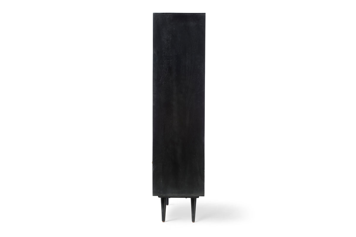 Manhattan Large Standing Bookshelf Cabinet with 2 Door Storage Unit in Black