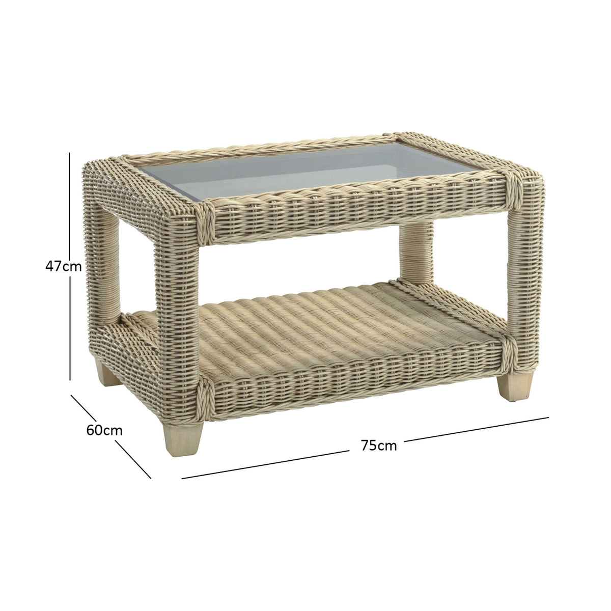 Burford Handmade Wicker Coffee Table with Storage Shelf