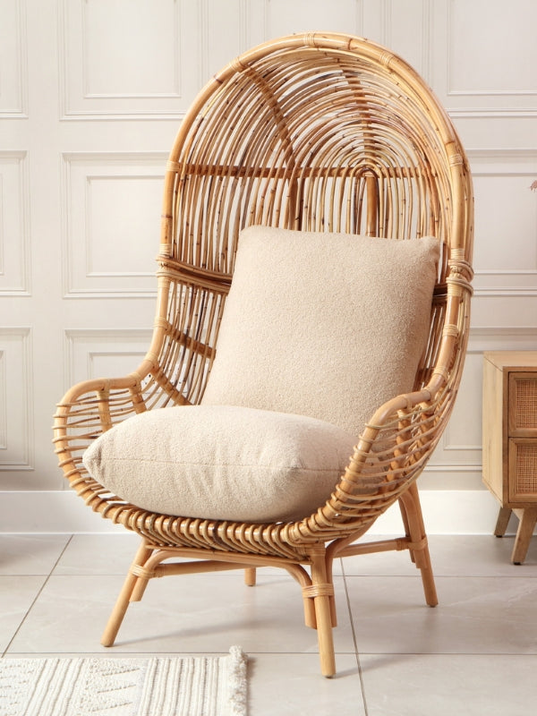 Cream Boucle Loft Rattan Chair