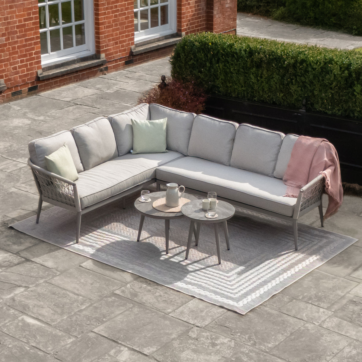 Cannes Large Corner Sofa Set - Cool Linen