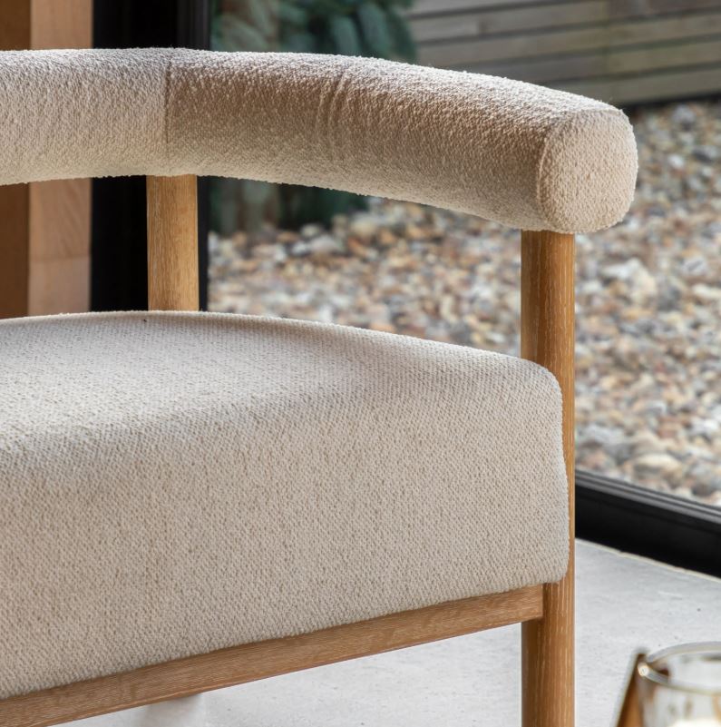 Cream Boucle Indoor 2-seater sofa with Wooden Frame