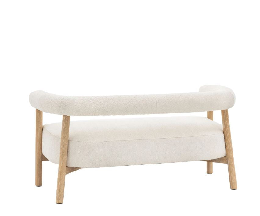 Cream Boucle Indoor 2-seater sofa with Wooden Frame