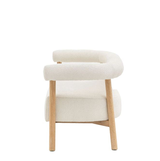 Cream Boucle Indoor 2-seater sofa with Wooden Frame