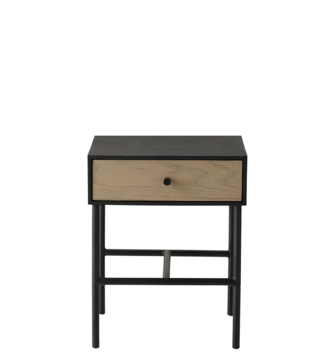 Carbury Black 1 Drawer Bedside Table