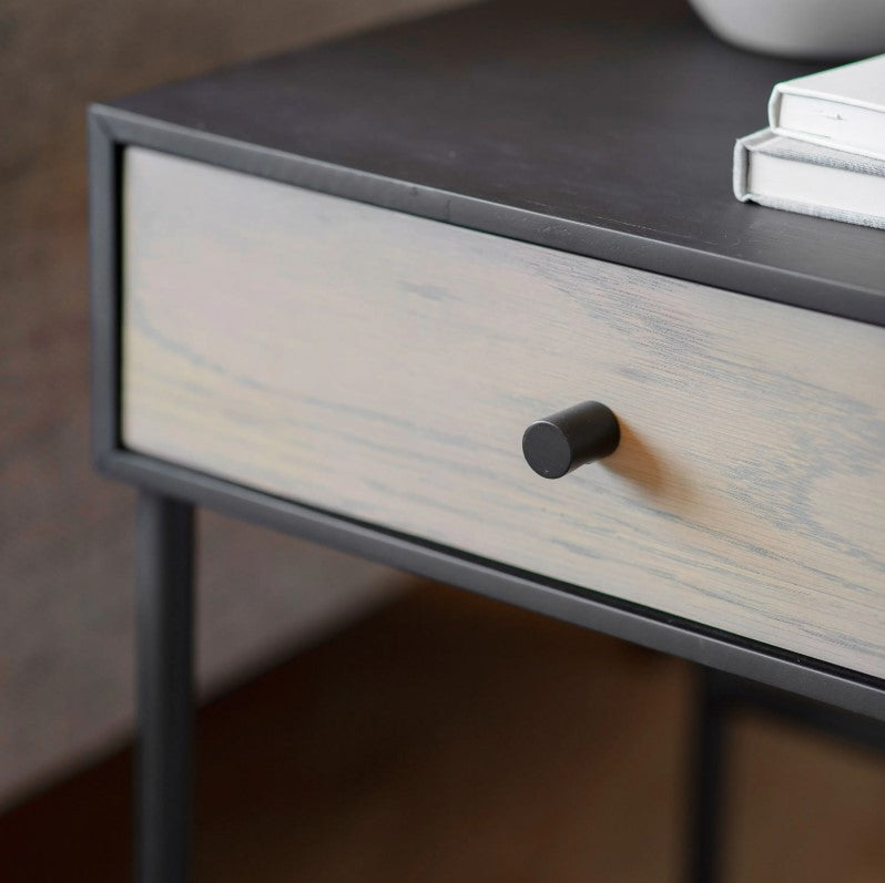 Carbury Black 1 Drawer Bedside Table