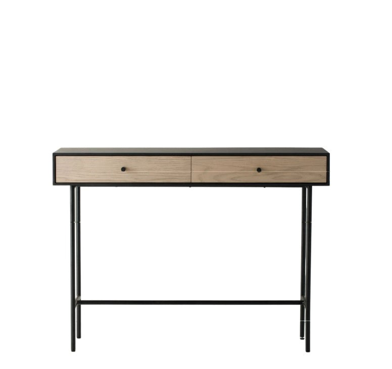 Carbury Wooden 2 Drawer Console Table Black Frame