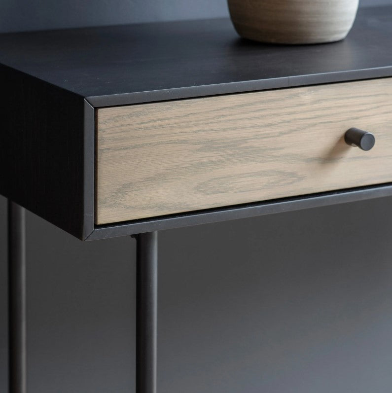 Carbury Wooden 2 Drawer Console Table Black Frame
