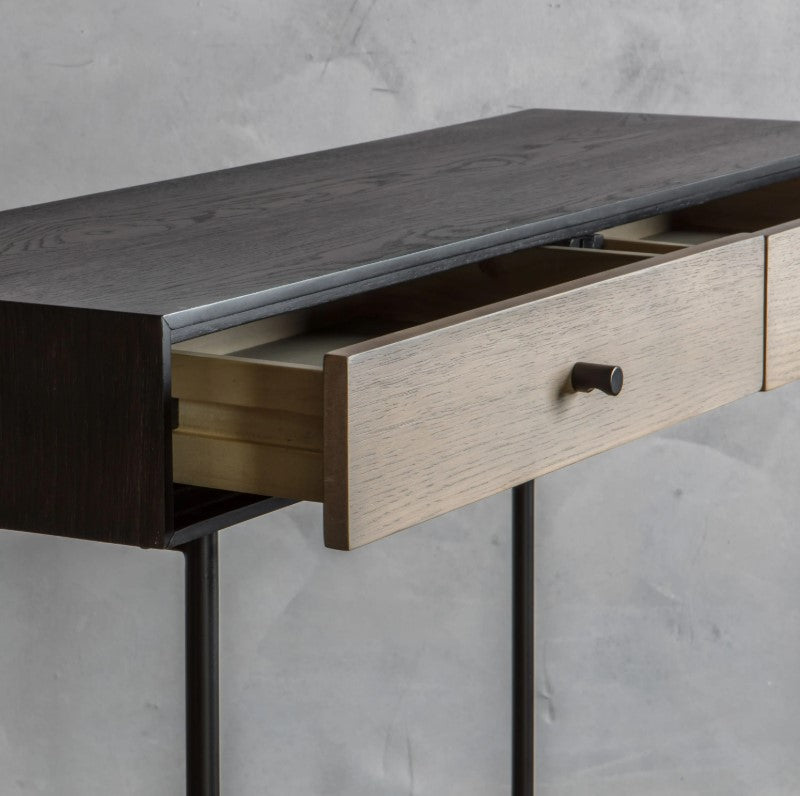 Carbury Wooden 2 Drawer Console Table Black Frame
