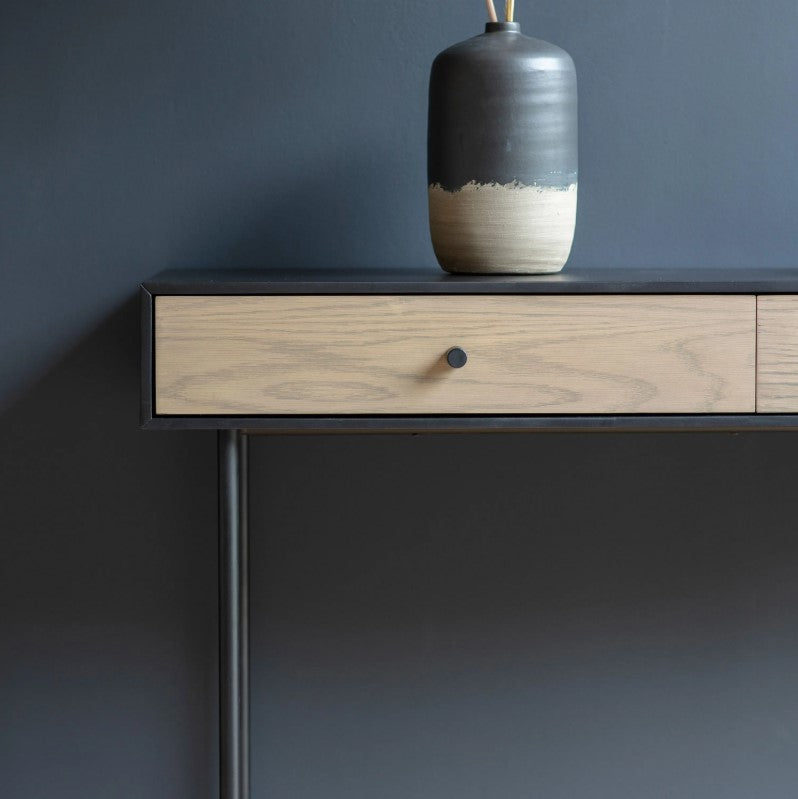 Carbury Wooden 2 Drawer Console Table Black Frame