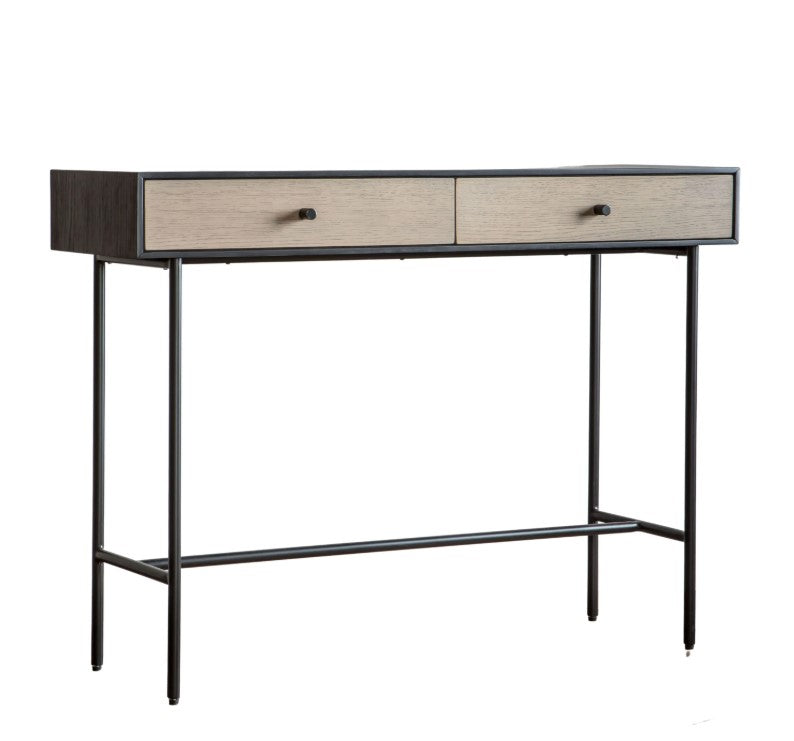 Carbury Wooden 2 Drawer Console Table Black Frame