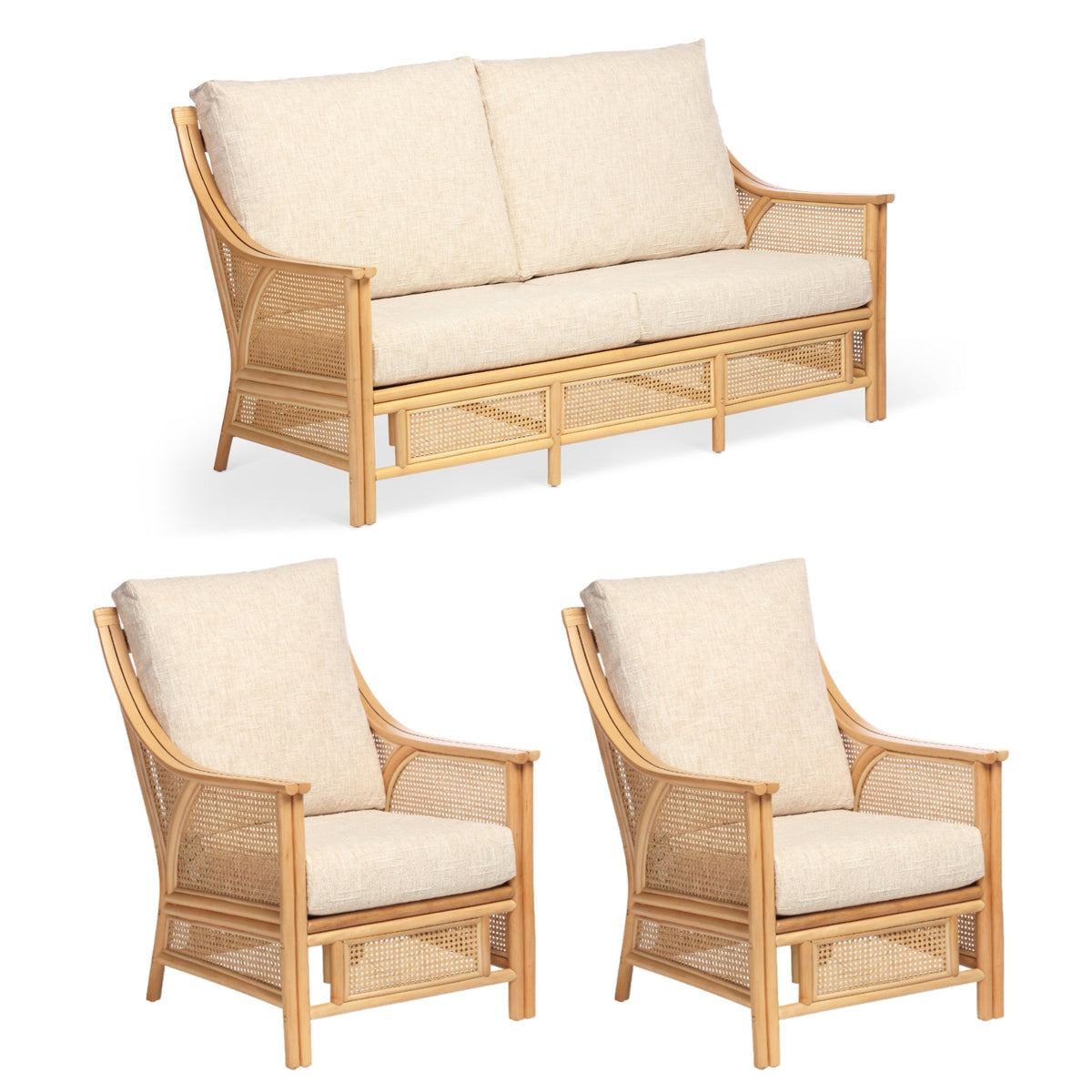 Chester Natural Cane 3 Seater 3pc Suite