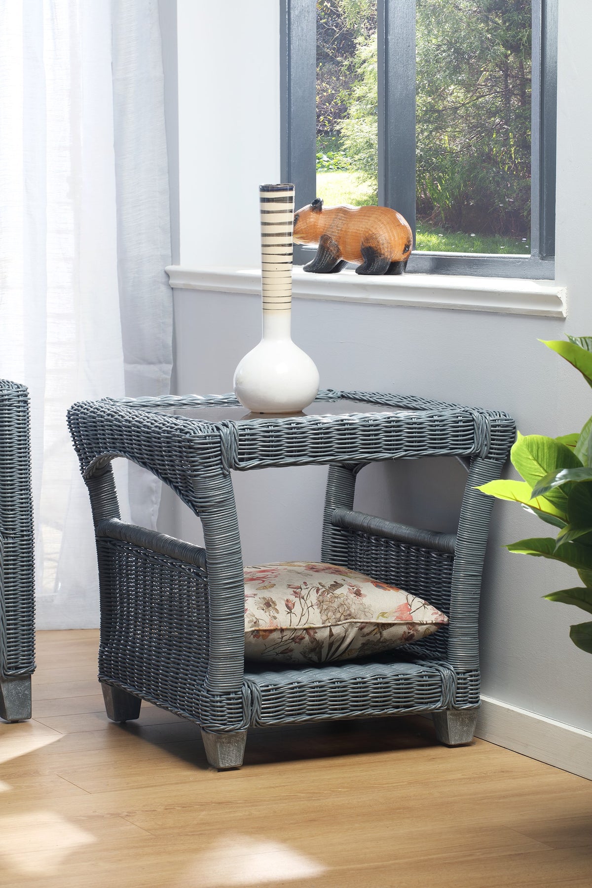 Dijon Grey Wash Cane Lamp Table