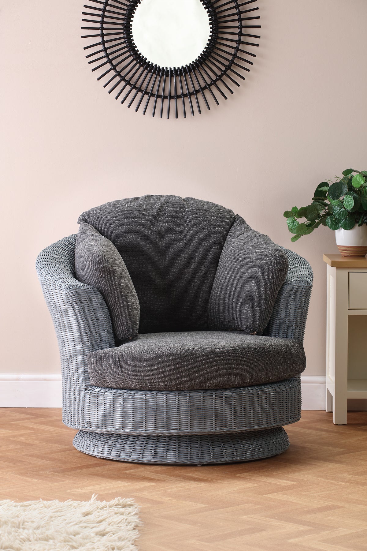 Dijon Grey Wash Lyon Swivel Chair