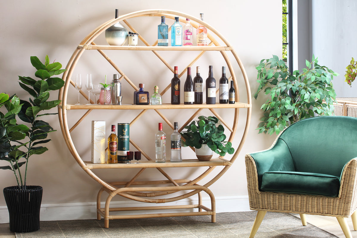 Large Natural Rattan Etagere