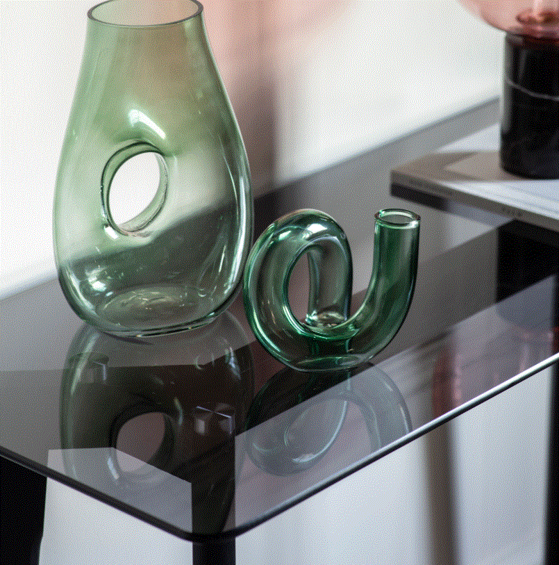 Blair Black Console Table with Glass Top Table