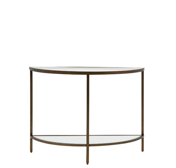 Hudson Metal Console Table with Glass Top Bronze