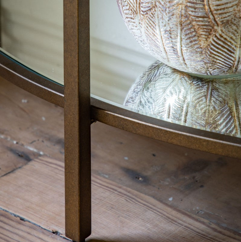 Hudson Metal Console Table with Glass Top Bronze
