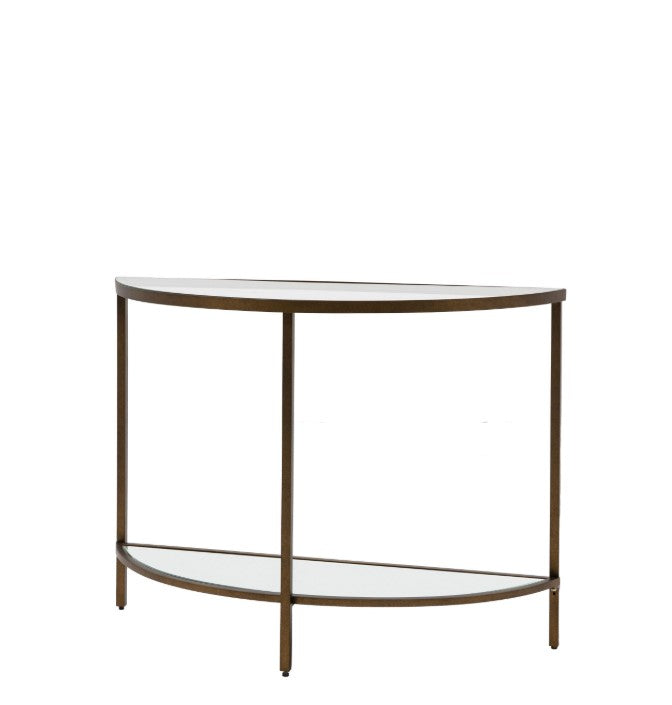 Hudson Metal Console Table with Glass Top Bronze