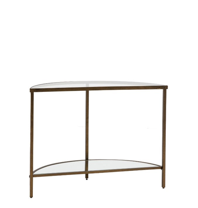 Hudson Metal Console Table with Glass Top Bronze