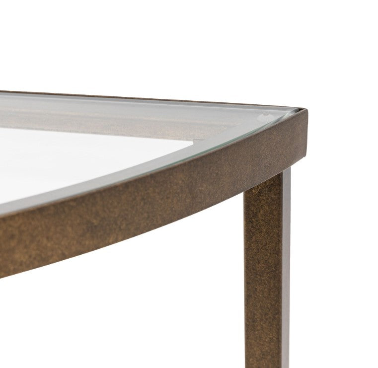 Hudson Metal Console Table with Glass Top Bronze
