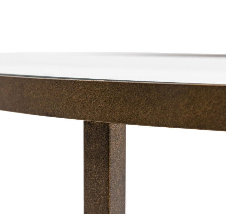 Hudson Metal Console Table with Glass Top Bronze