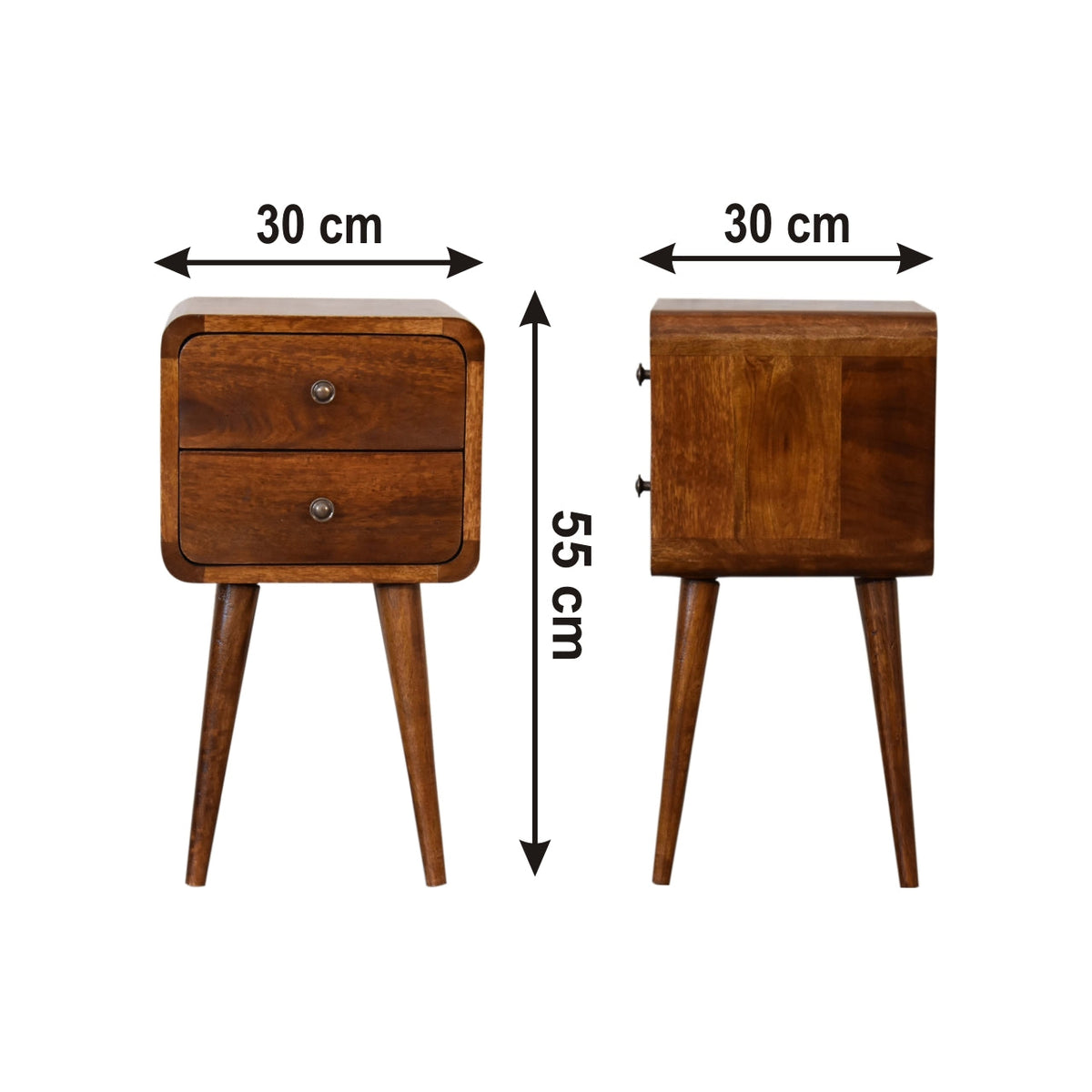 Mini Chestnut Mango Wood Curved Table
