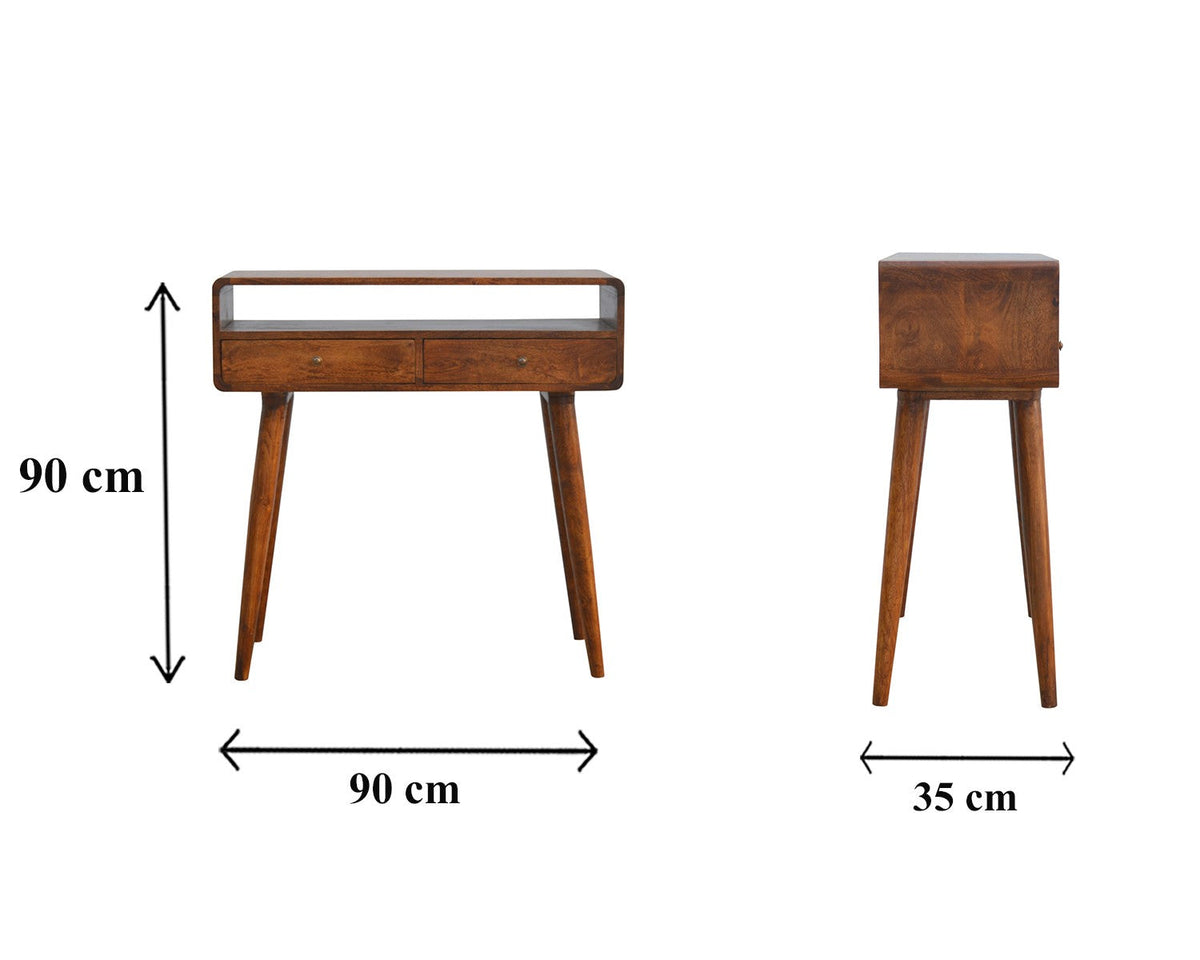 Curved Mango Wood Console Table Chestnut