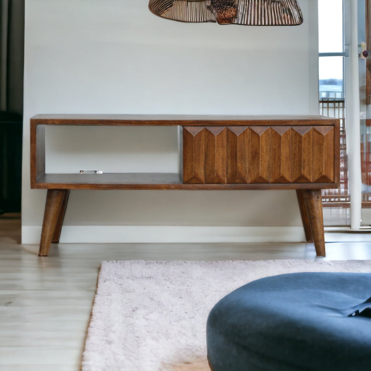 Chestnut Prism Mango Wood TV Stand