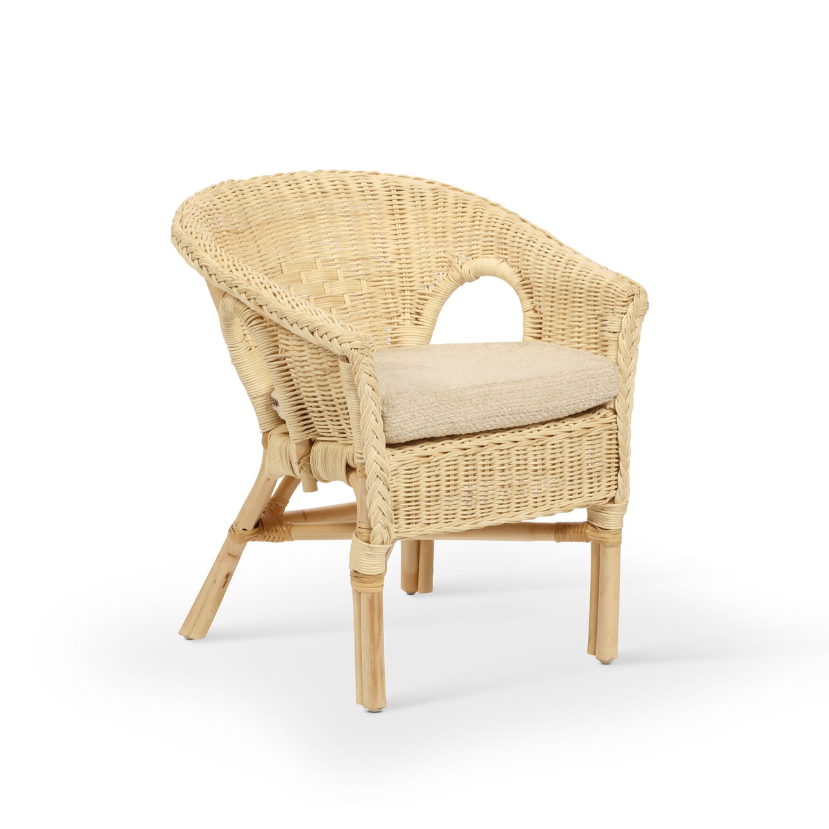 Kids Wicker Loom Toddler Chair with Cushion - Natural