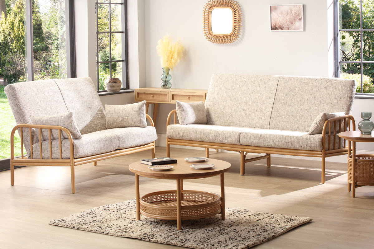 Aspen Light Oak 3-Seater Rattan 3pc Suite - Rustic Modern