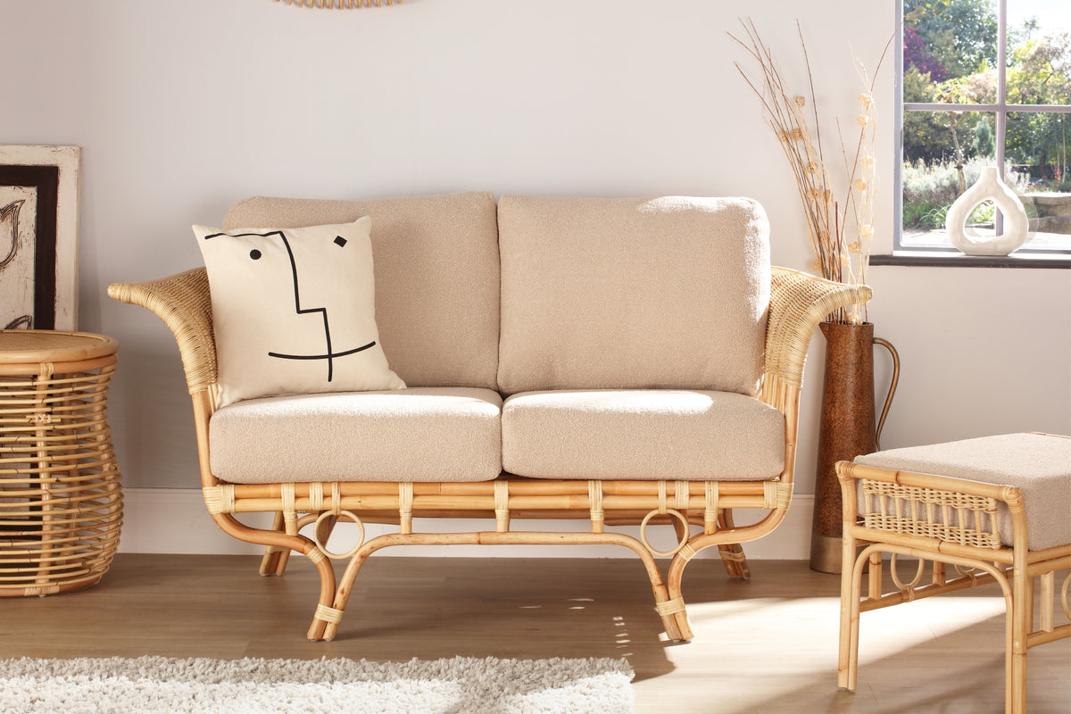 Beijing 2 Seater Rattan Sofa in Latte