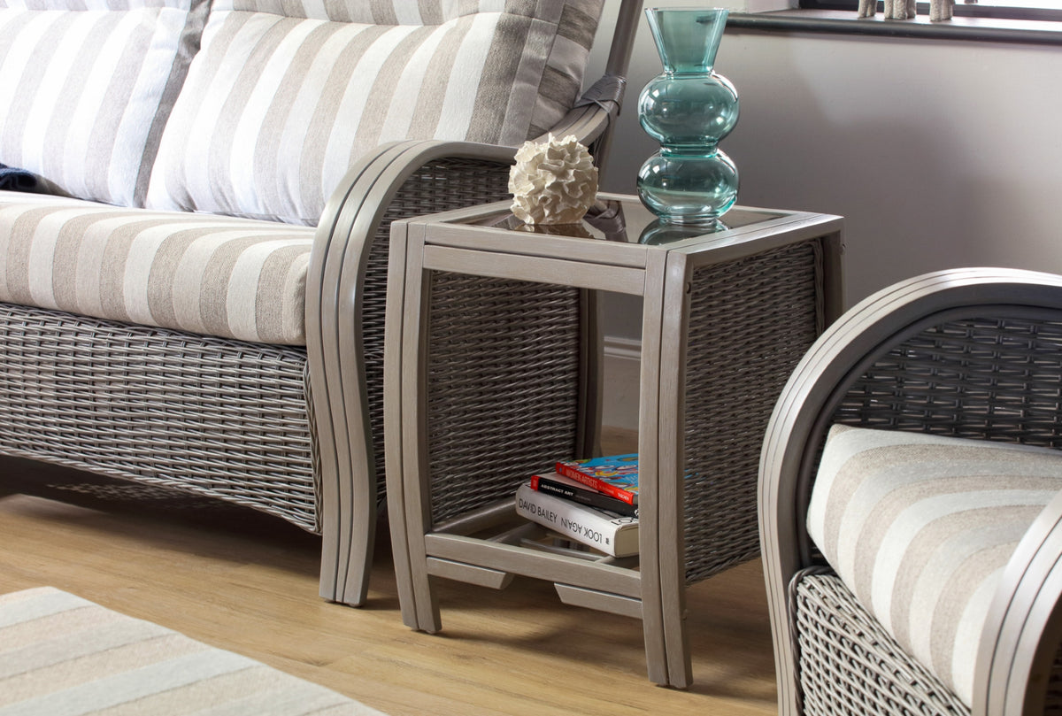 Turin Grey Wash Cane Lamp Table