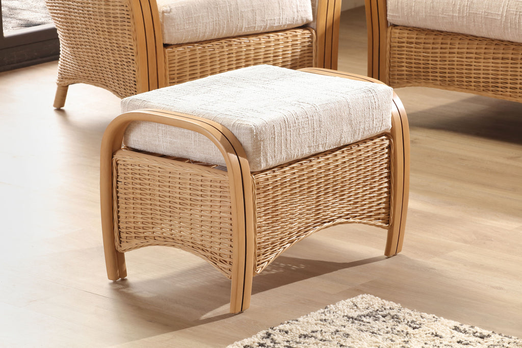 Handcrafted Rattan Footstool Natural Beige Desser