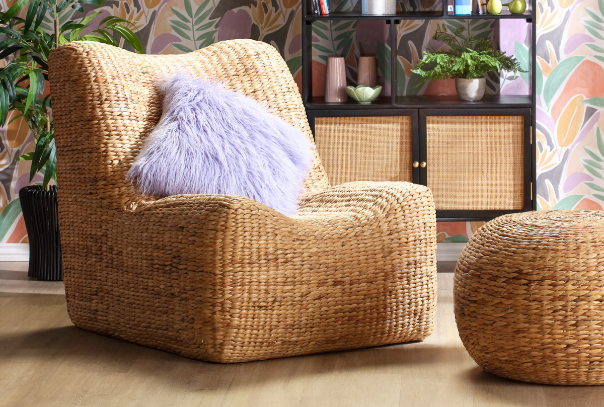 Danish Rattan Armless Chair